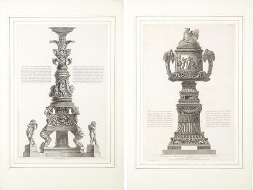  GIOVANNI BATTISTA PIRANESI - Vaso Cinerario antico di marmo di gran mole (...) y Un tal lume antico dimirabil lavoro (...)