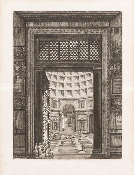LUIGI ROSSINI - Veduta della gran Porta del Panteon di Marco Agrippa