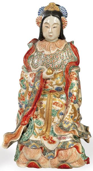  "Seibo Reina Madre del Oeste" en porcelana parcialmente vidriada de Satsuma, Periodo Meiji (1868-1912)