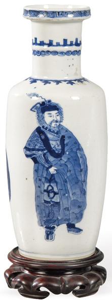 Jarrón chino de porcelana azul y blanco, Dinastía Qing, época de Kangxi (1668-1722)