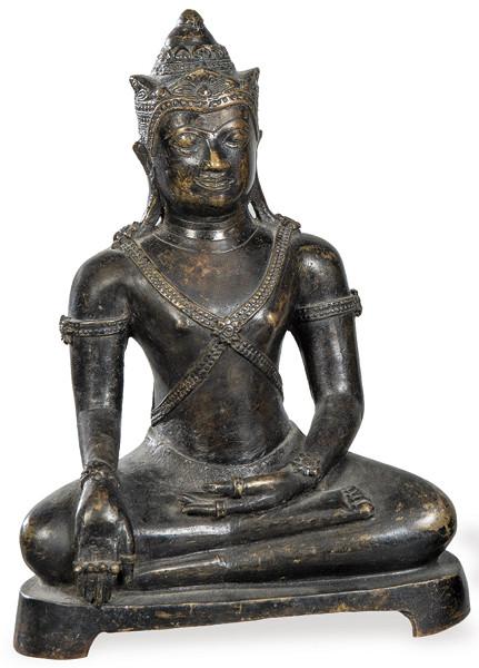  Buda Sentado en bronce tailandés estilo Ayutthaya S. XVIII