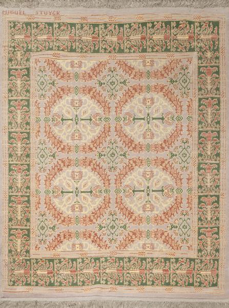  Alfombra española de nudo español de Miguel Stuyck, firmada.