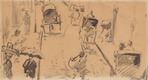  ESCUELA FRANCESA S. XIX - Bullicio en una calle parisina