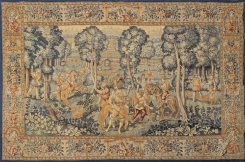  Tapiz estilo renacentista motivo cinegético realizado en lana, siguiendo modelos flamencos.