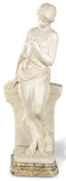  "Mujer Clásica" tallada en alabastro, Italia h. 1900.