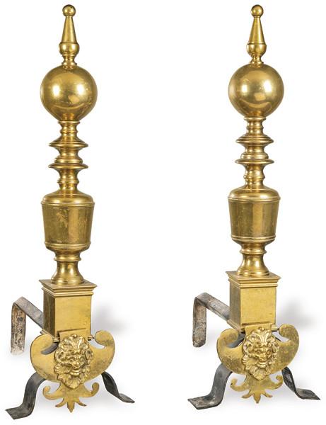 Pareja de morillos de bronce y hierro S. XIX.