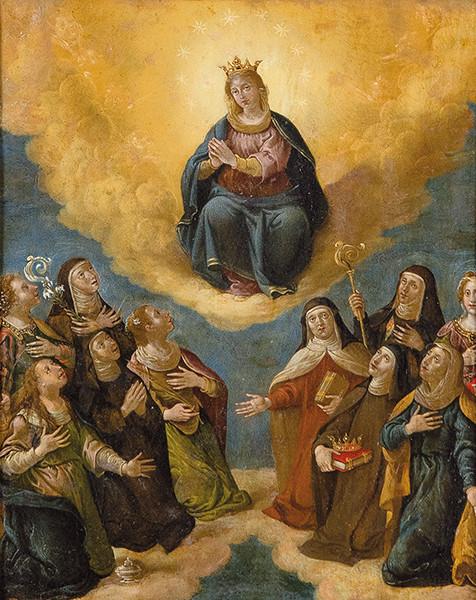  ESCUELA ITALIANA S. XVII - Virgen María rodeada de santas