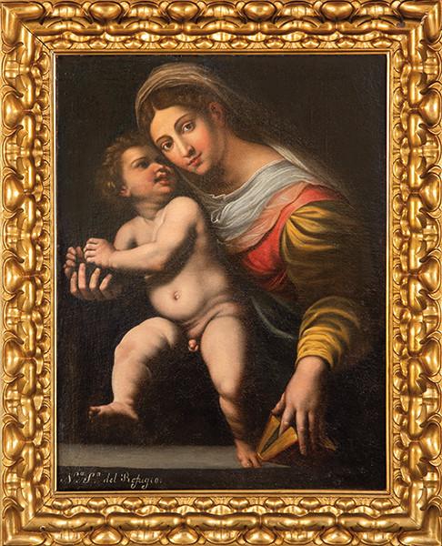  SEGUIDOR DE GIULIO ROMANO S. XVII - Virgen con el Niño