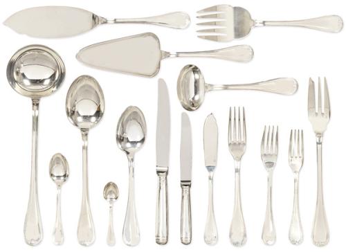 Cubertería de plata francesa punzonada Ley 925 de Christofle modelo Malmaison, a estrenar.