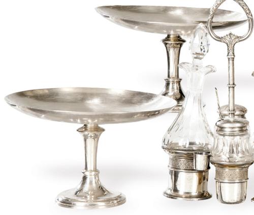  Pareja de centros de mesa de metal plateado de WMF Professional "Hotel".