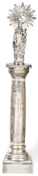  Virgen del pilar de plata española punzonada de Aladrén, Zaragoza, S. XIX.
