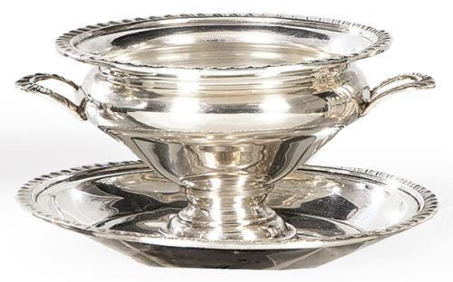  Caviarera de plata española punzonada 1ª Ley de Espuñes.