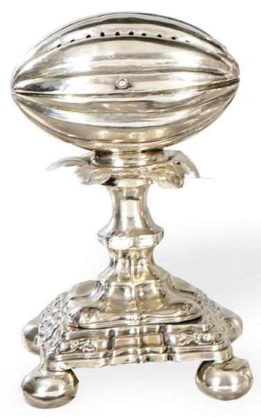 Palillero de plata sin punzonar en forma de melón ff. S. XIX pp. S. XX.