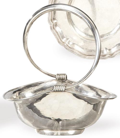  Cesta de plata española punzonada 1ª Ley.