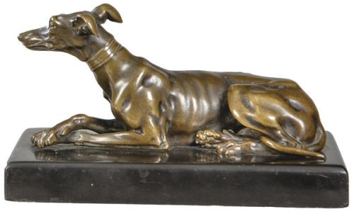  "Galgo Tumbado" de bronce patinado, Francia S. XIX.