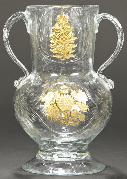Jarra de dos asas de cristal de La Granja época Carlos IV Periodo Clasicista último tercio S. XVIII