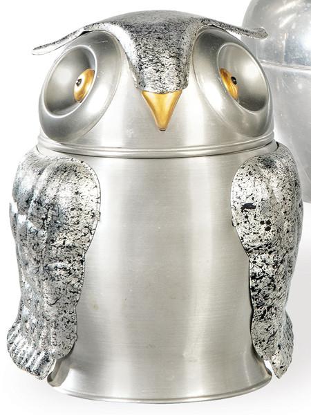  Cubitera italiana en metal en forma de buho h. 1970