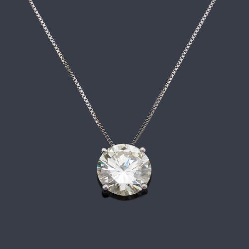  Colgante con brillante de aprox. 2,12 ct en montura y cadena de oro blanco de 18K.