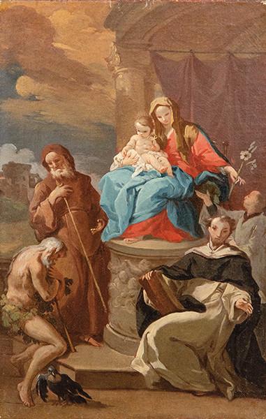  ATRIBUIDO A ANTONIO GONZÁLEZ VELÁZQUEZ - Virgen con el Niño rodeada de santos