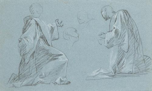  ZACARÍAS GONZÁLEZ VELÁZQUEZ - Estudio para dos frailes de rodillas