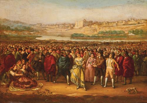 SEGUIDOR DE EUGENIO LUCAS VILLAAMIL S. XIX - La ribera del Manzanares