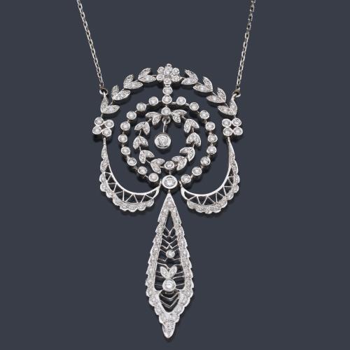 Colgante - pendentif con diamantes talla brillante y sencilla de aprox. 3,00 ct en total.