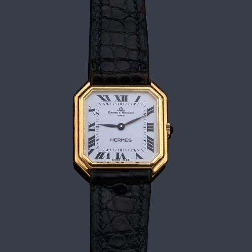  BAUME & MERCIER para HERMES ref. 593 074 unisex con caja en oro amarillo de 18 K.