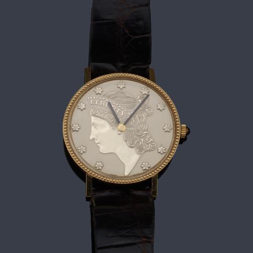 Reloj de caballero con caja en oro amarillo de 18 K.