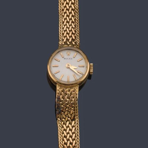 ROLEX de señora con caja y brazalete en oro rosa de 18 K.