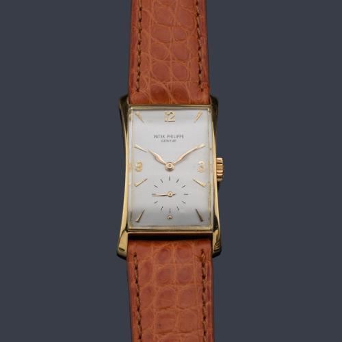 PATEK PHILIPPE ref. 1593 caja 677151 de caballero con caja en oro amarillo de 18 K.Con funda original.