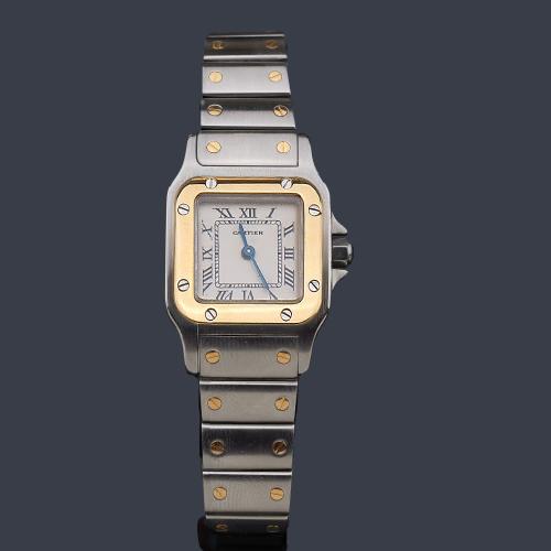 CARTIER Santos ref. 1567 de señora con caja y brazalete en acero y oro de 18 K. Con documentación.