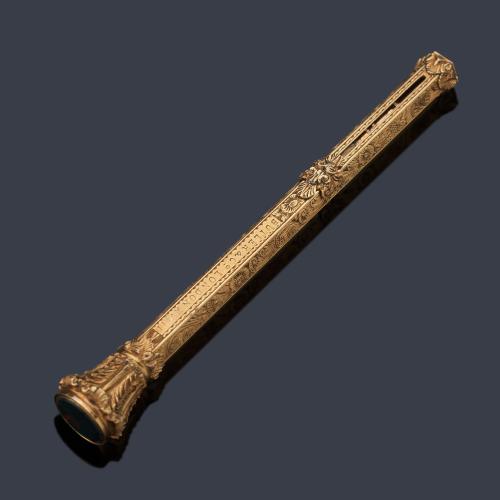  Lapicero-sello retráctil BUTLER & Co. London en oro de 18 K.