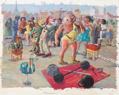  ESCUELA ESPAÑOLA S. XX - El circo en la playa