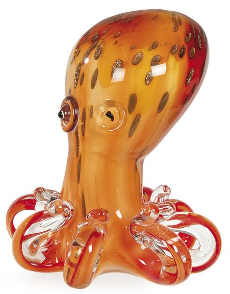  Pulpo de cristal de Murano naranja con inclusión de aventurina.