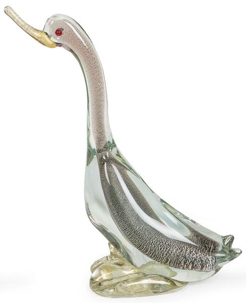  "Pato en Vuelo" de cristal de Murano firmado y con etiqueta de Rosis.