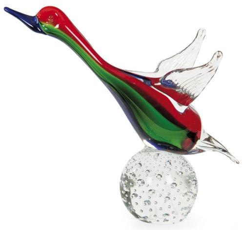  Pato de cristal de Murano con inclusión de polvo de oro y plata.