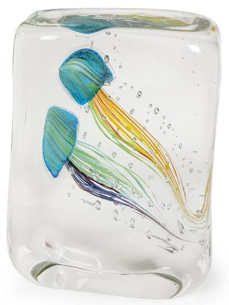  Acuario prismático con medusas en cristal de Murano.