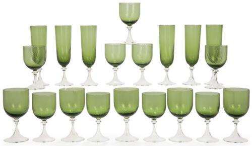  Cristalería de cristal mallorquín de Gordiola transparente y verde.