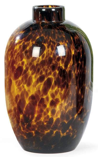  Jarrón ovoide de cristal de Murano con decoración tipo carey.