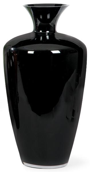  Jarrón de cristal de Murano esmaltado en negro h. 1980.