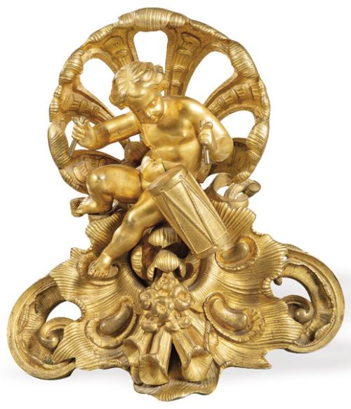 "Niño Tocando el Tambor" en bronce dorado al mercurio, Francia S. XIX