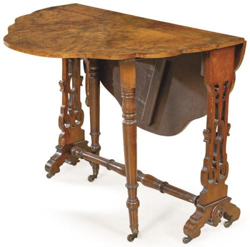  Mesa Sutherland de alas abatibles, en madera de nogal