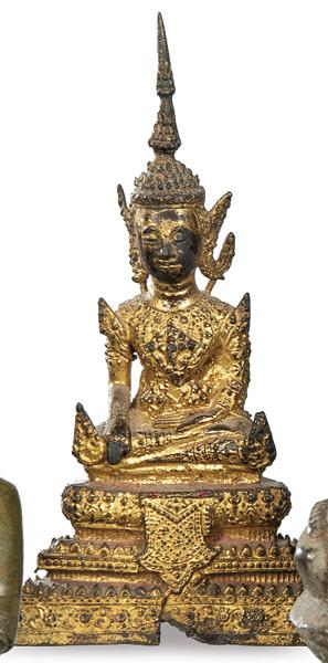 "Buda Sentado" en bronce dorado, Tailandia S. XIX.