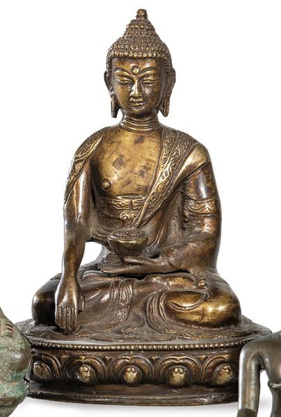"Buda Sentado" en metal dorado, Tibet S. XIX.