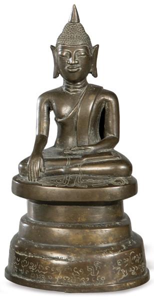  Buda sentado en bronce estilo Shan, Birmania S. XIX