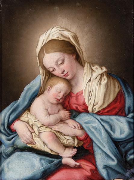 TALLER DE GIOVANNI BATTISTA SALVI IL SASSOFERRATO S. XVII - Virgen con el Niño