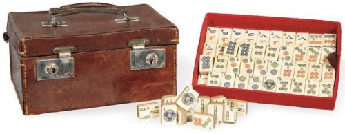 Mahjong chno de hueso pintado h. 1940-50.