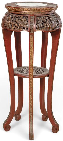  Peana china de madera lacada en rojo, pp. S. XX