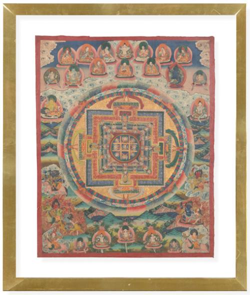  Tanka tibetano pintado sobre lienzo S. XX