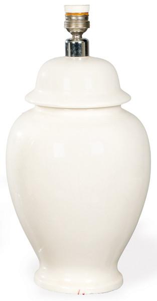  Lámpara de mesa de porcelana blanca en forma de tibor chino primer tercio S. XX.